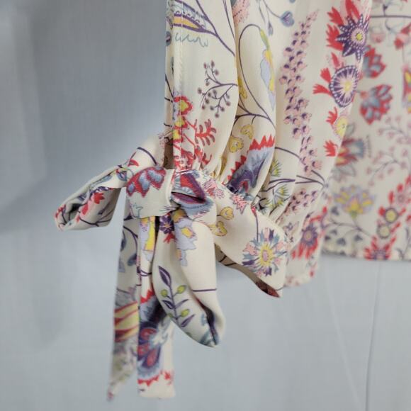 Rose + Olive floral long tie sleeve v-neck top size 3X multicolor boho - Picture 6 of 12